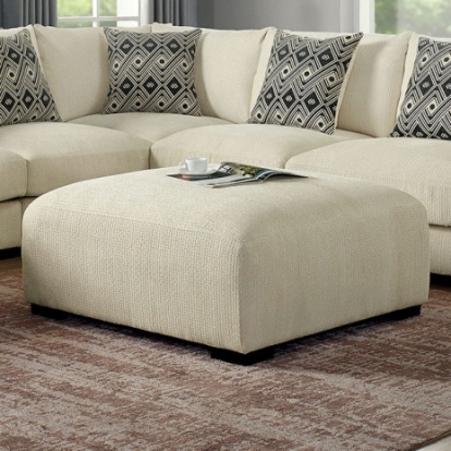 Furniture Of America Kaylee Contemporary Chenille, Solid Wood, Others Beige Ottoman | CM6587BG-OT