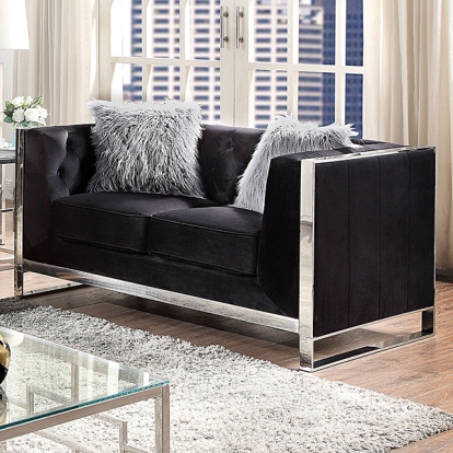 Furniture Of America Evadne Glam Black Loveseat Model CM6748BK-LV