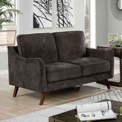 Furniture Of America Maxime Mid-Century Modern Chenille, Solid Wood, Others Dark Gray Loveseat | CM6971DG-LV
