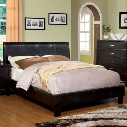 Furniture Of America Villa Park Contemporary Leatherette, Solid Wood, Others Espresso Bed | CM7007