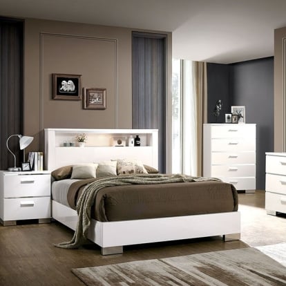 Furniture Of America Carlie Contemporary White Bed Model CM7049WH-Queen Bed