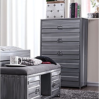 Furniture Of America Mccredmond Industrial Hand-Brushed Silver Chest Model CM7075C