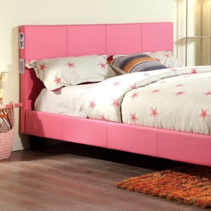 Furniture Of America Evans Contemporary Leatherette, Solid Wood, Others Pink Bed | CM7099PK