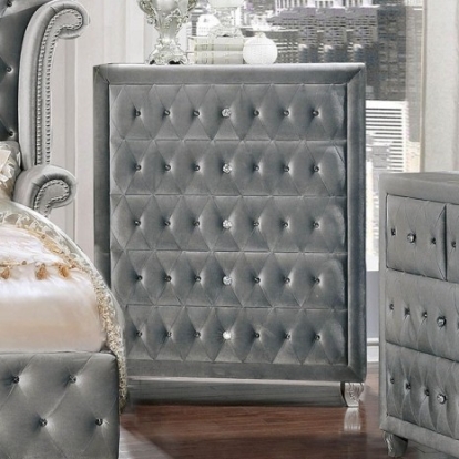 Furniture Of America Alzir Glam Velvet-Like, Solid Wood, Others Gray Chest | CM7150C