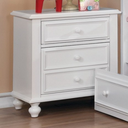 Furniture Of America Olivia Traditional Solid Wood, Wood Veneer, Others White Night Stand | CM7155WH-N