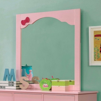 Furniture Of America Dani Transitional Solid Wood, Wood Veneer, Others Pink Mirror | CM7159PK-M-VN