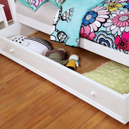 Furniture Of America Dani Transitional Solid Wood, Wood Veneer, Others White Trundle | CM7159WH-TR-VN