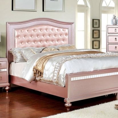 Furniture Of America Ariston Contemporary Rose Gold Bed Model CM7171RG-Queen Bed