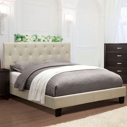 Furniture Of America Leeroy Transitional Linen-Like, Solid Wood, Others Ivory Bed | CM7200IV