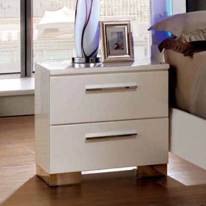 Furniture Of America Clementine Contemporary Solid Wood, Wood Veneer, Others Glossy White Night Stand | CM7201N
