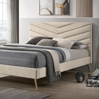 Furniture Of America Vivar Mid-Century Modern Beige Bed Model CM7220BG-Full Bed