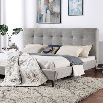 Furniture Of America Leomin Mid-Century Modern Gray Bed Model CM7241GY-Full Bed
