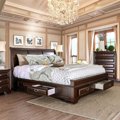 Furniture Of America Brandt Transitional Brown Cherry Bed Model CM7302CH-E.King Bed