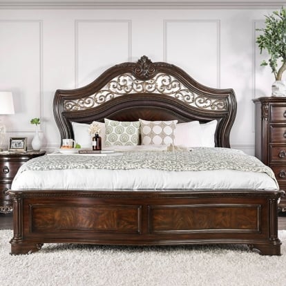 Furniture Of America Menodora Transitional Brown Cherry Bed Model CM7311-Queen Bed