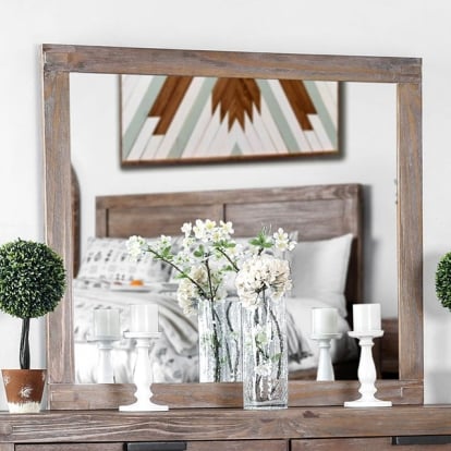 Furniture Of America Wynton Rustic Weathered Light Oak Mirror Model CM7360M