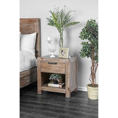 Furniture Of America Wynton Rustic Weathered Light Oak Night Stand Model CM7360N