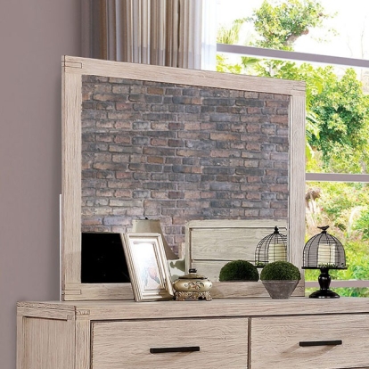 Furniture Of America Strasburg Rustic Wire-Brushed White Mirror Model CM7382WH-M
