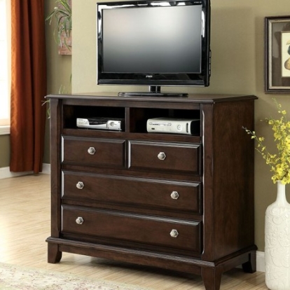 Furniture Of America Litchville Transitional Solid Wood, Wood Veneer, Others Brown Cherry Media Chest | CM7383TV