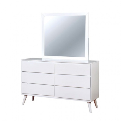 Furniture Of America Lennart Mid-Century Modern White Rectangular Mirror Model CM7386WH-M