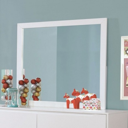 Furniture Of America Lennart Mid-Century Modern Solid Wood, Wood Veneer, Others White Rectangular Mirror | CM7386WH-M