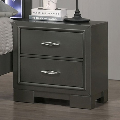 Furniture Of America Alison Contemporary Solid Wood, Others Metallic Gray Night Stand | CM7416GY-N