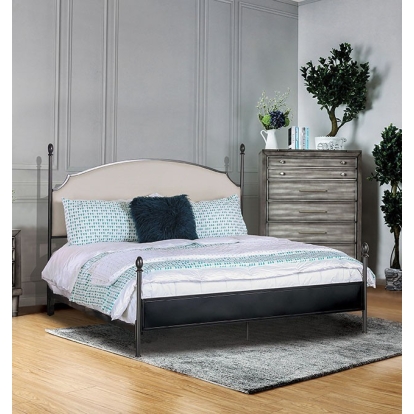 Furniture Of America Sinead Transitional Powder Coated Gen Metal/Beige Bed Model CM7420-Twin Bed