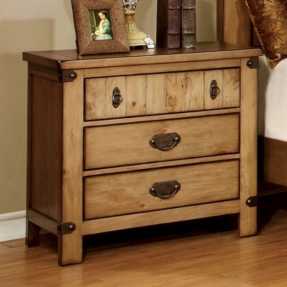 Furniture Of America Pioneer Cottage Solid Wood, Wood Veneer, Others Weathered Elm Night Stand | CM7449N