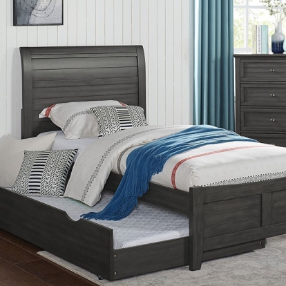 Furniture Of America Brogan Transitional Solid Wood, Wood Veneer, Others Gray Bed | CM7517GY