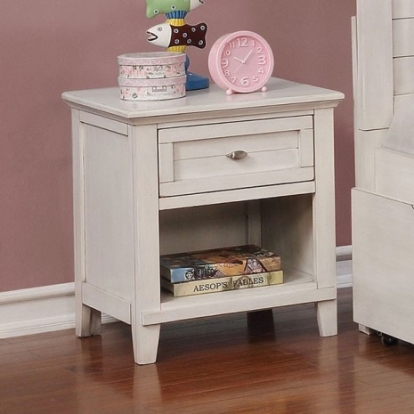 Furniture Of America Brogan Transitional Solid Wood, Wood Veneer, Others Antique White Night Stand | CM7517WH-N
