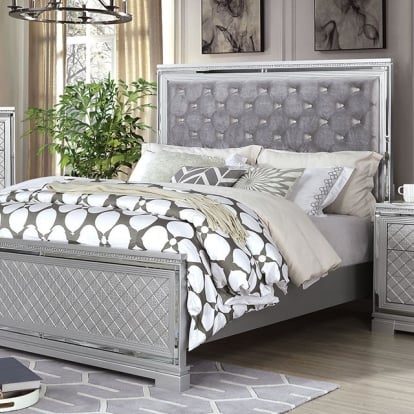 Furniture Of America Belleterre Glam Silver Bed Model CM7518-Queen Bed