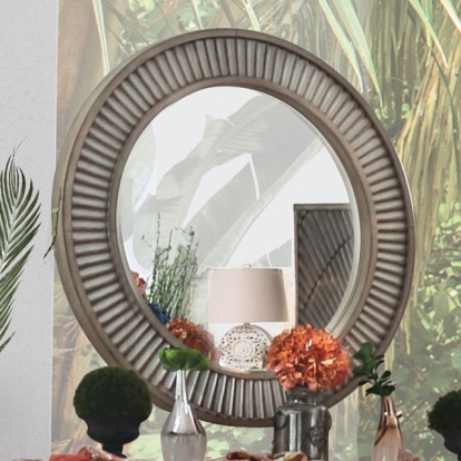 Furniture Of America Kamalah Transitional Antique Gray Round Mirror Model CM7521M