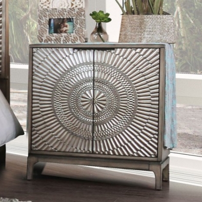 Furniture Of America Kamalah Transitional Solid Wood, Wood Veneer, Others Antique Gray Night Stand | CM7521N