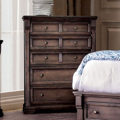 Furniture Of America Amadora Transitional Solid Wood, Wood Veneer, Others Walnut Chest | CM7533C