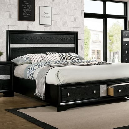 Furniture Of America Chrissy Contemporary Black Bed Model CM7552BK-Queen Bed