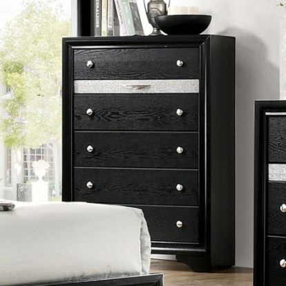 Furniture Of America Chrissy Contemporary Solid Wood, Wood Veneer, Others Black Chest | CM7552BK-C
