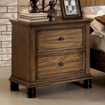 Furniture Of America Mcville Industrial Solid Wood, Wood Veneer, Others Dark Oak Night Stand | CM7558N