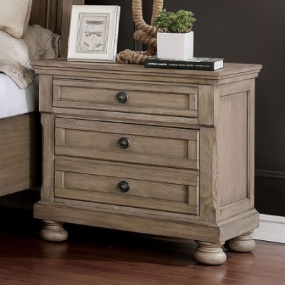 Furniture Of America Wells Transitional Solid Wood, Wood Veneer, Others Gray Night Stand | CM7568N