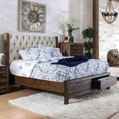 Furniture Of America Hutchinson Rustic Rustic Natural Tone-Beige Bed Model CM7577DR
