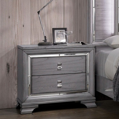 Furniture Of America Alanis Contemporary Light Gray Night Stand Model CM7579N
