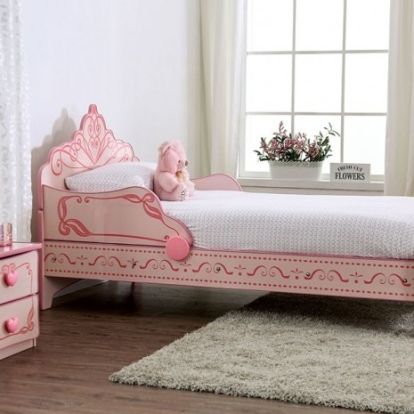 Furniture Of America Julianna Novelty Mdf, Particle Board, Others Pink Twin Bed | CM7632-BED