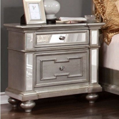 Furniture Of America Salamanca Glam Mirror, Solid Wood, Wood Veneer, Others Silver Night Stand | CM7673N