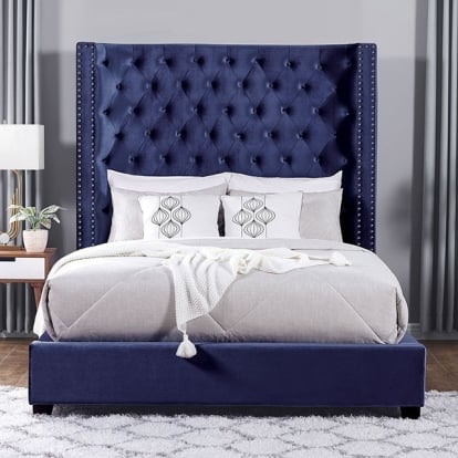Furniture Of America Mirabelle Transitional Blue Bed Model CM7679BL-Cal.King Bed