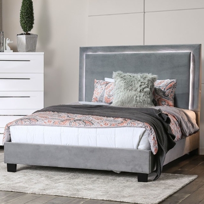 Furniture Of America Erglow Contemporary Gray Bed Model CM7695GY-E.King Bed, Gray