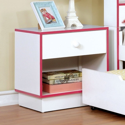 Furniture Of America Bobbi Contemporary Pink-White Night Stand Model CM7852PK-N