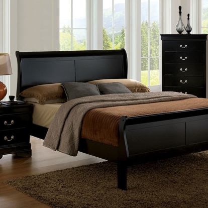 Furniture Of America Louis Philippe Transitional Black Bed Model CM7866BK-Full Bed
