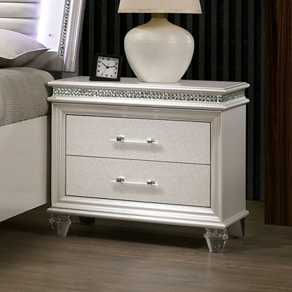 Furniture Of America Maddie Contemporary Pearl White Night Stand Model CM7899N