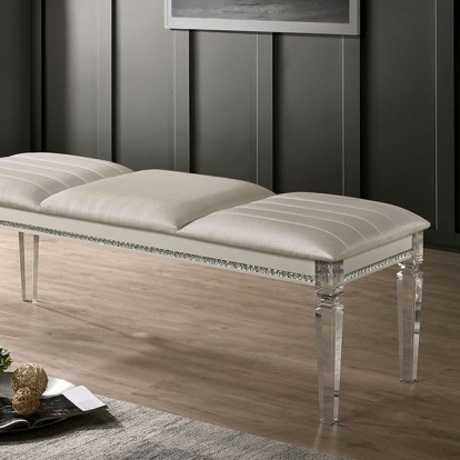Furniture Of America Maddie Contemporary Pearl White Bench Model CM7899BN