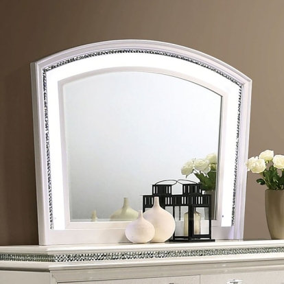 Furniture Of America Maddie Contemporary Pearl White Arched Mirror Model CM7899M