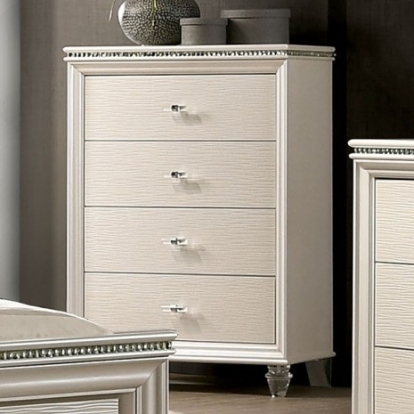 Furniture Of America Allie Contemporary Acrylic, Solid Wood, Others Pearl White Chest | CM7901C