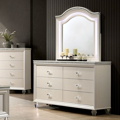 Furniture Of America Allie Contemporary Pearl White Dresser Model CM7901D